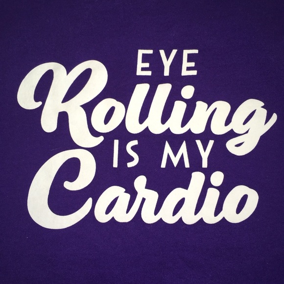 EYE ROLLING IS MY CARDIO ~ purple sweatshirt - Picture 5 of 7